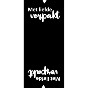 Sluitsticker rechthoek Zwart-wit Met liefde verpakt | per 20 stuks