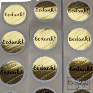 Stickers rond 40mm Wit met goud en tekst Bedankt | per 20 stuks