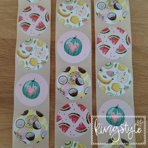 Stickers rond 35mm fruit assorti | per 20 stuks