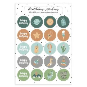 Stickervel A5 Birthday boy | per vel van 20 stickers