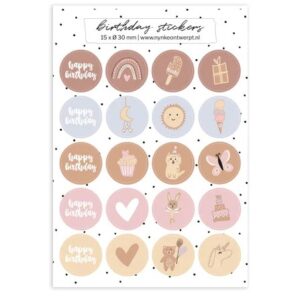Stickervel A5 Birthday girl | per vel van 20 stickers
