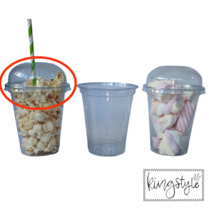 Transparante plastic DEKSEL MET GAT voor bekers 200 en 300 ml  | per 5 stuks
