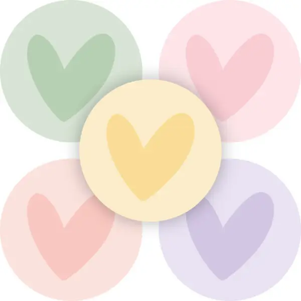 Stickers rond Pastel hartjes assorti | per 10 stuks