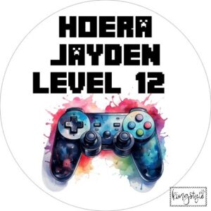 Traktatiestickers game met naam en leeftijd | per vel van 24 stuks